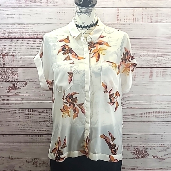 a new day sheer button front blouse - Picture 1 of 7